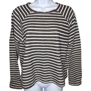Beyond Yoga Womens Charcoal White Striped Raglan Long Sleeve Top Sz S Athleisure